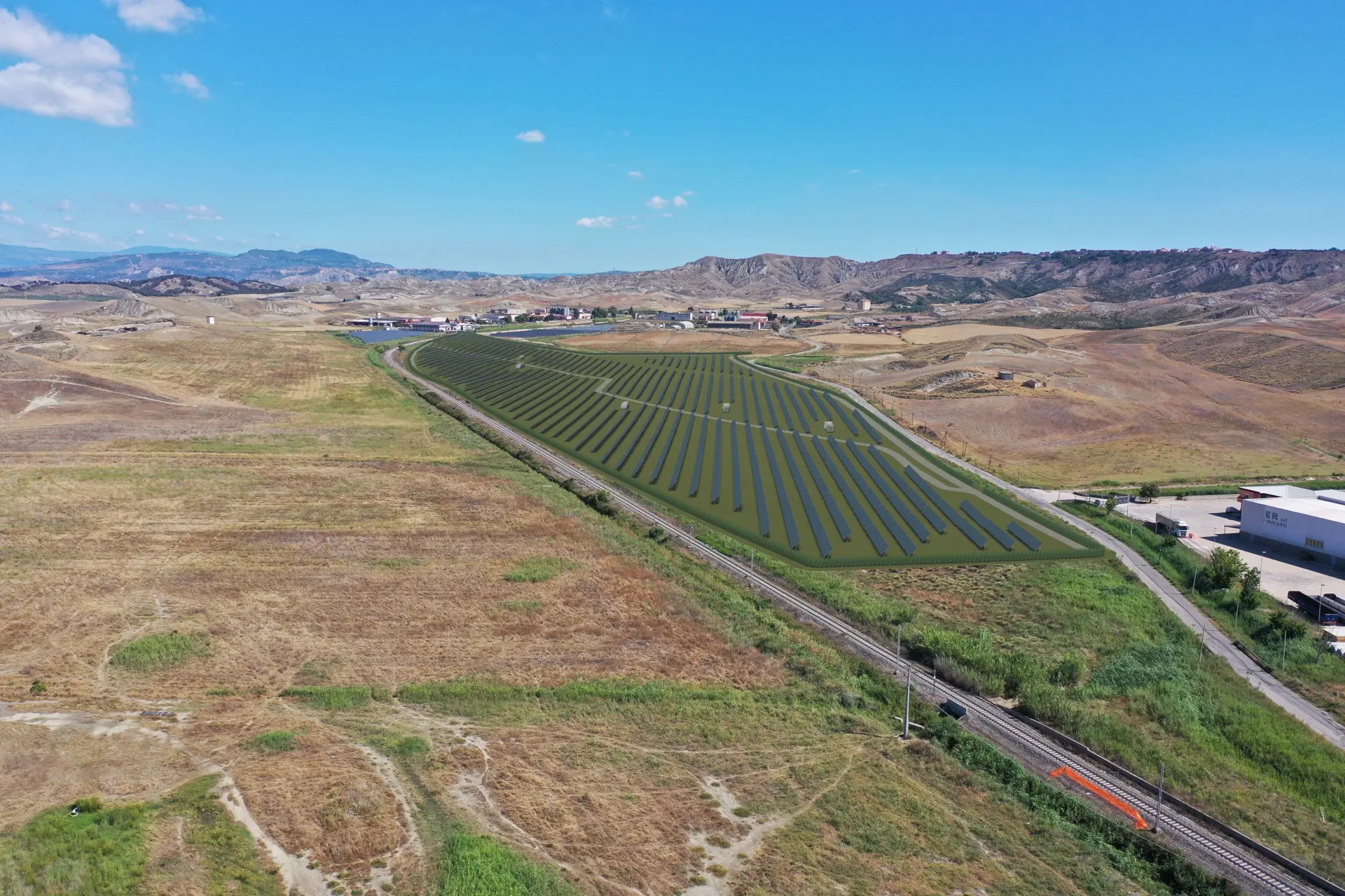 Render fotorealistico - Fotoinserimenti per impianto agrivoltaico utility-scale (~25 MW) – valutazione impatto visivo