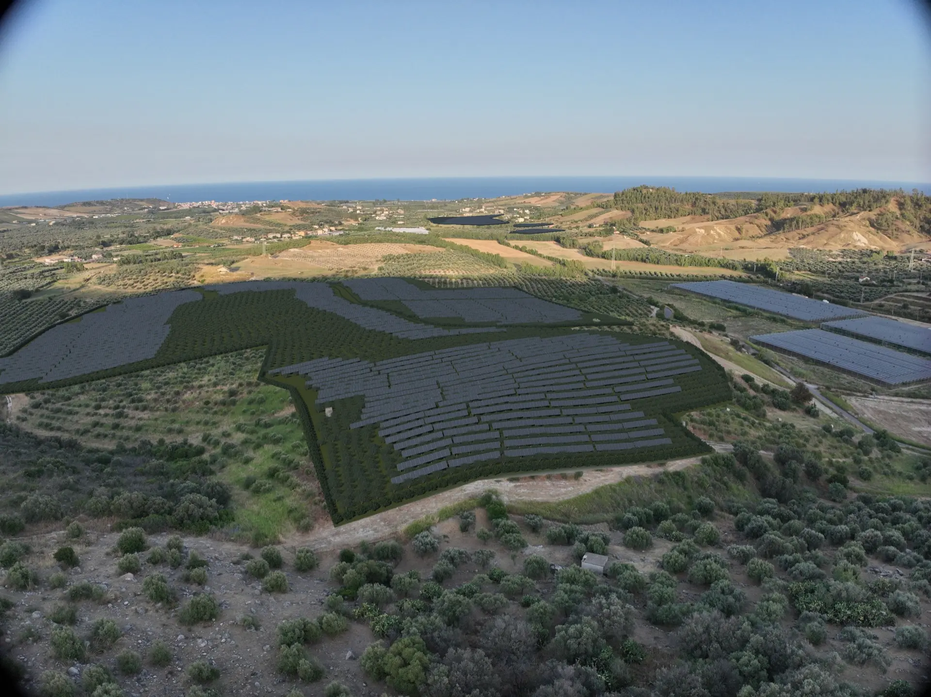 Render fotorealistico - Fotoinserimenti per impianto agrivoltaico utility-scale (~30 MW) – valutazione impatto visivo