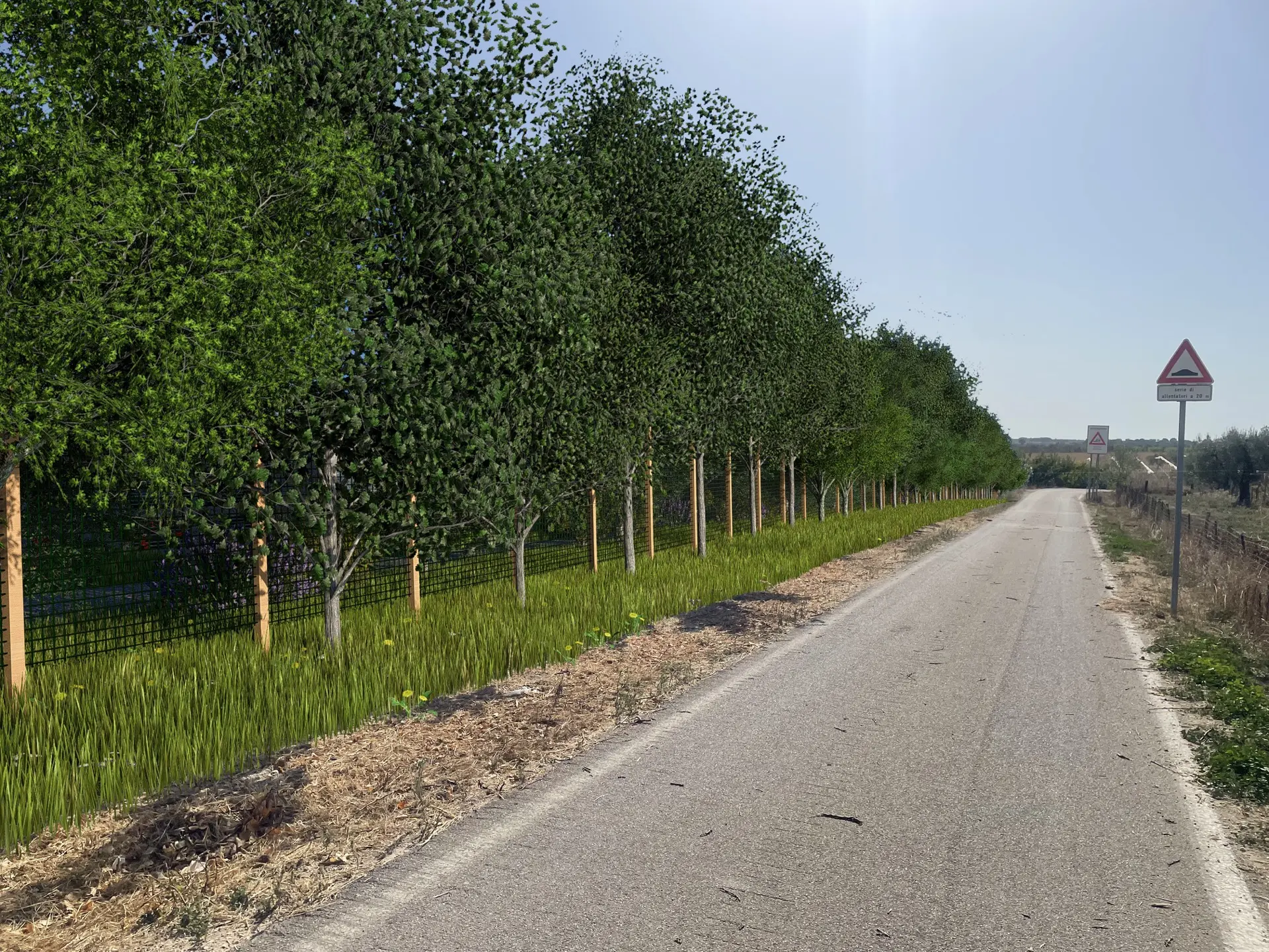 Render fotorealistico - Fotoinserimenti per impianto agrivoltaico utility-scale (~25 MW) – valutazione impatto visivo