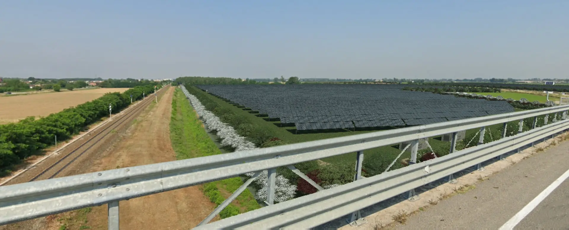 Render fotorealistico - Fotoinserimenti per impianto agrivoltaico utility-scale (~20 MW) – valutazione impatto visivo